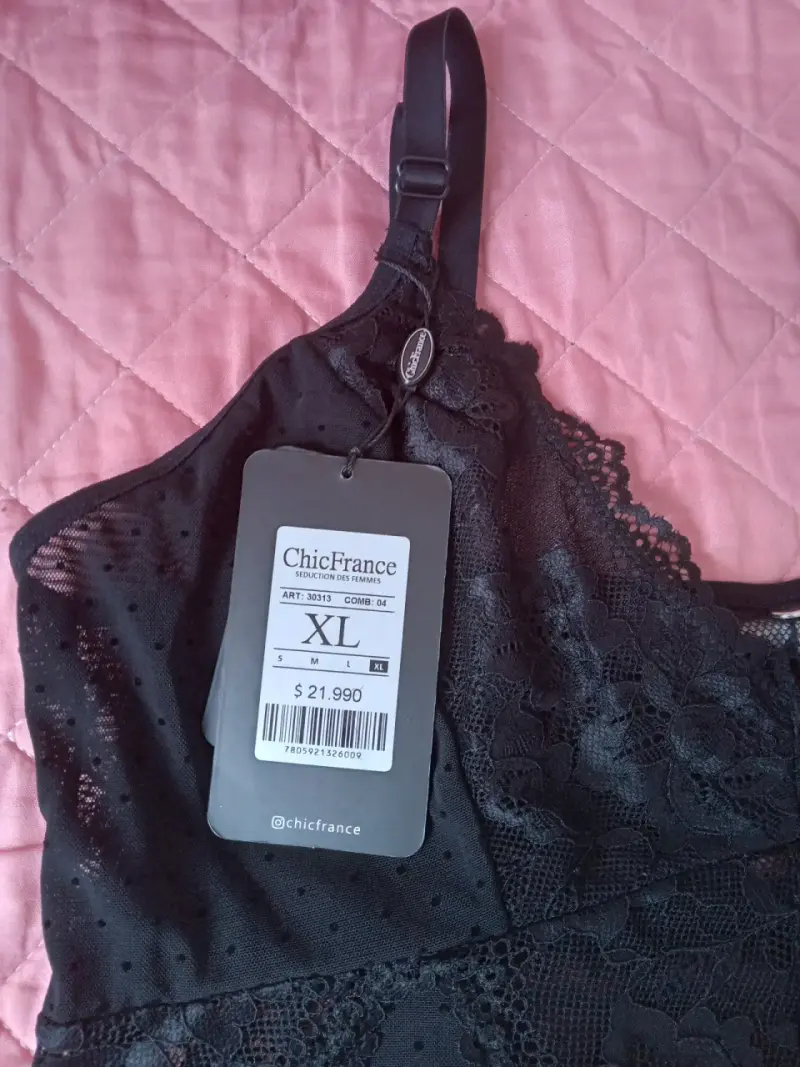 Camisón negro de encaje ChicFrance talla XL - 2