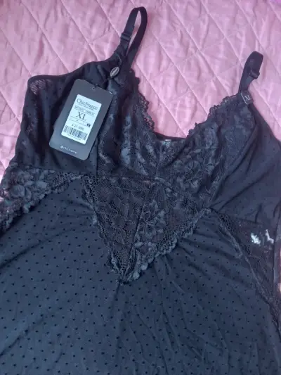 Camisón negro de encaje ChicFrance talla XL - miniatura 3