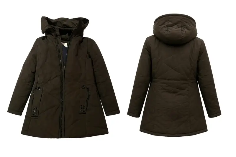 Chaqueta larga acolchado con capucha para mujer