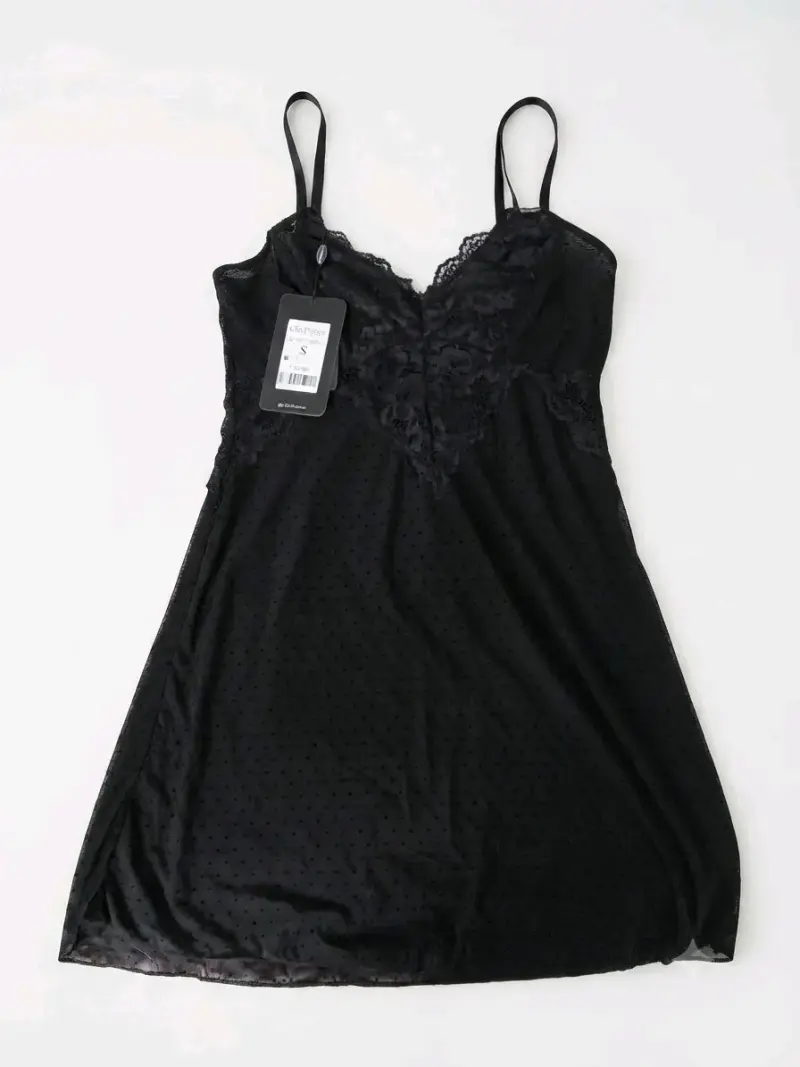 Camisón Negro de Encaje ChicFrance Talla S - 1