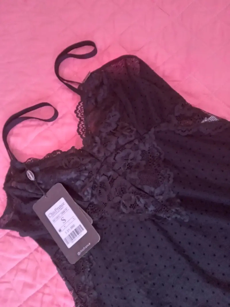 Camisón Negro de Encaje ChicFrance Talla S - 2