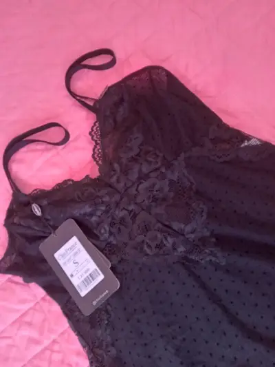 Camisón Negro de Encaje ChicFrance Talla S - miniatura 2
