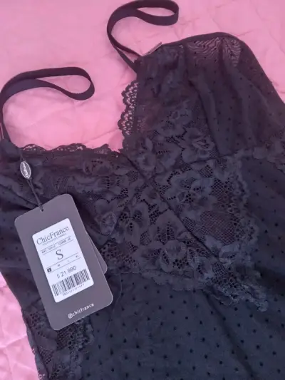 Camisón Negro de Encaje ChicFrance Talla S - miniatura 3