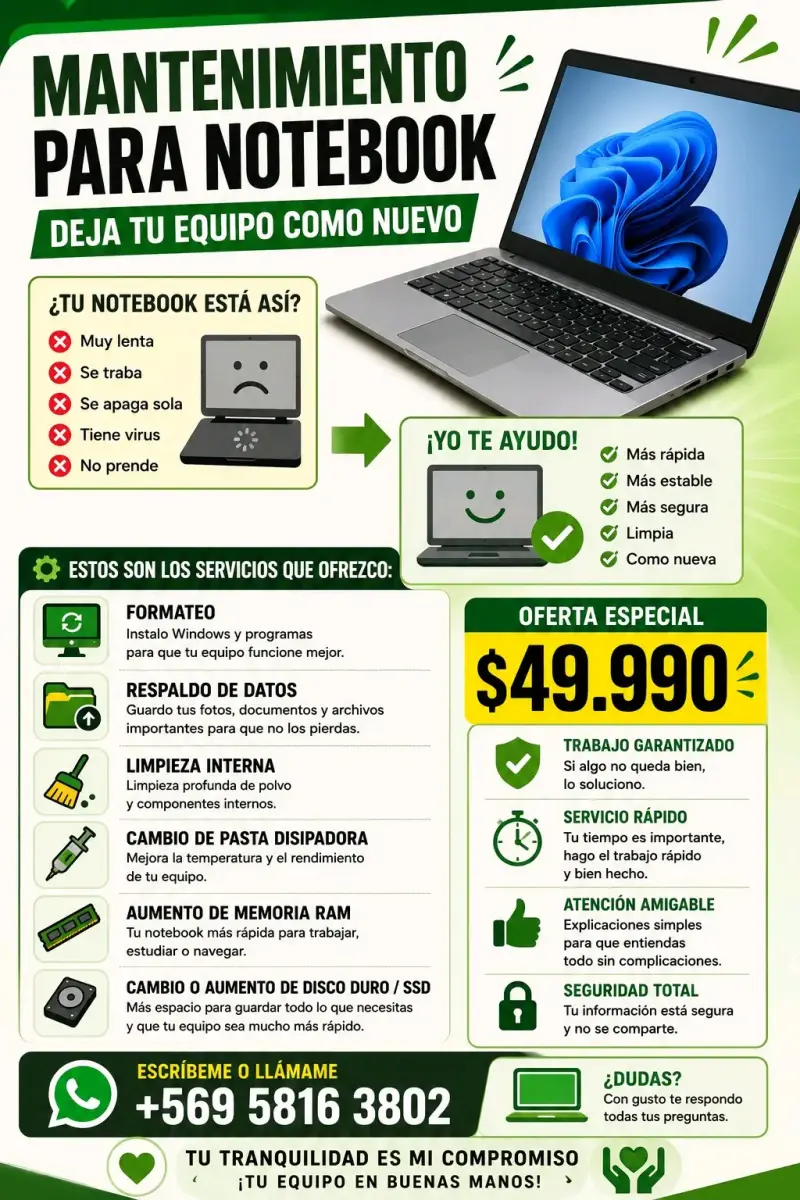 Servicio de Mantenimiento para Notebook - 1