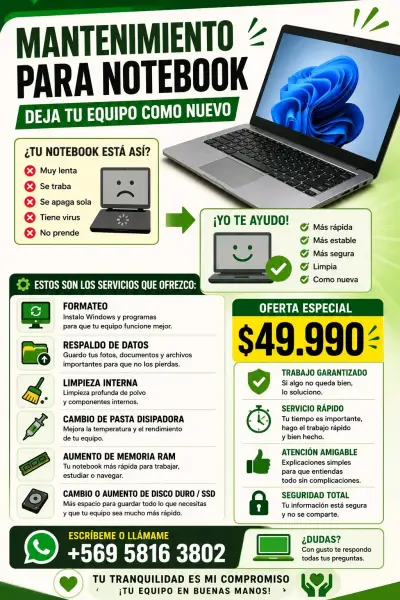 Servicio de Mantenimiento para Notebook - miniatura 1