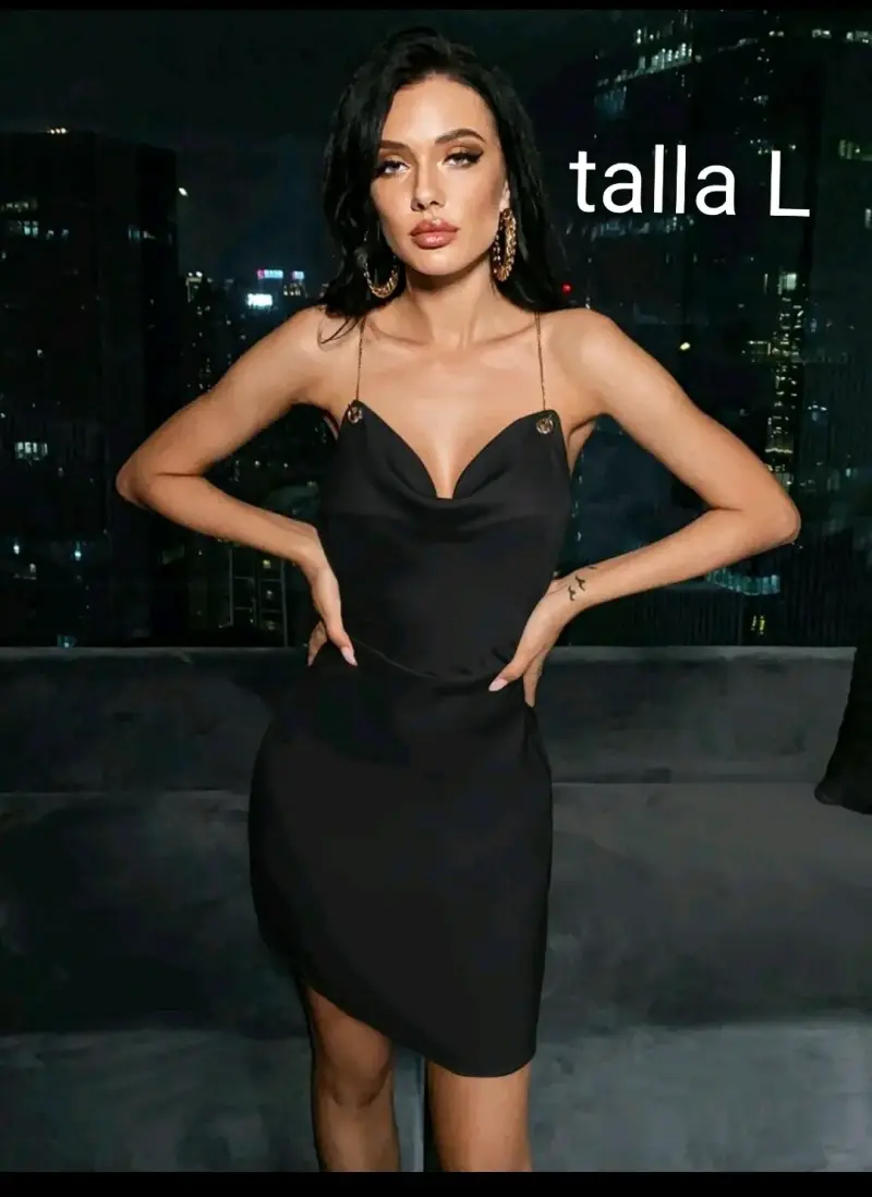 Vestido negro elegante talla M - 3