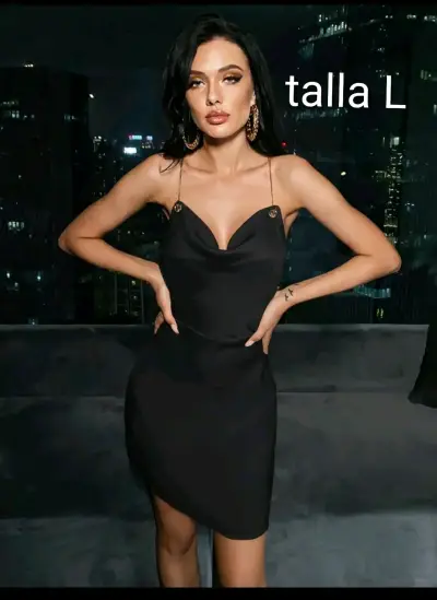 Vestido negro elegante talla M - miniatura 3