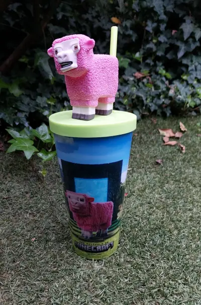 Vaso Minecraft con tapa de oveja rosa - miniatura 1