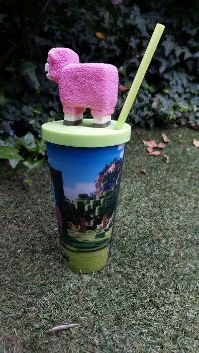 Vaso Minecraft con tapa de oveja rosa - miniatura 2