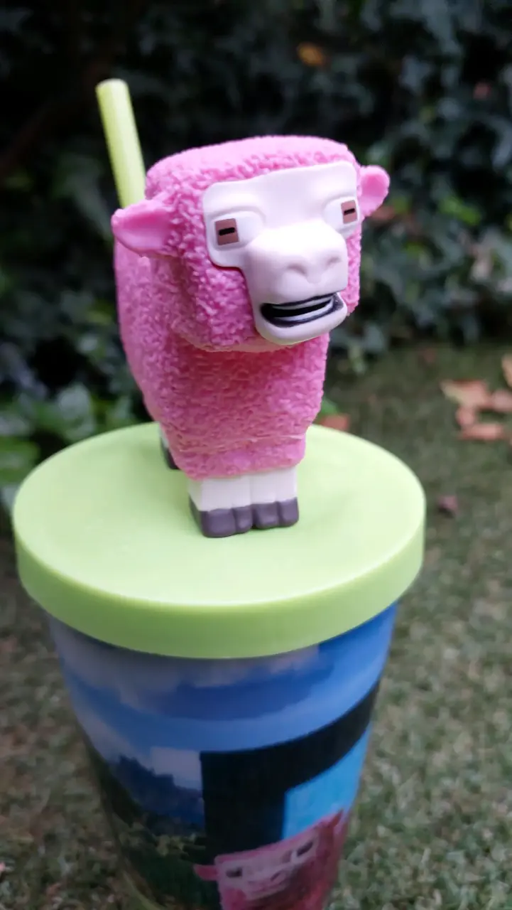 Vaso Minecraft con tapa de oveja rosa - 4