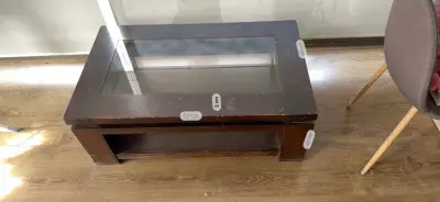 Mesa de Centro de Madera con Vidrio - miniatura 1