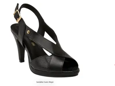 Sandalia de Cuero Negra para Mujer con Taco - miniatura 1