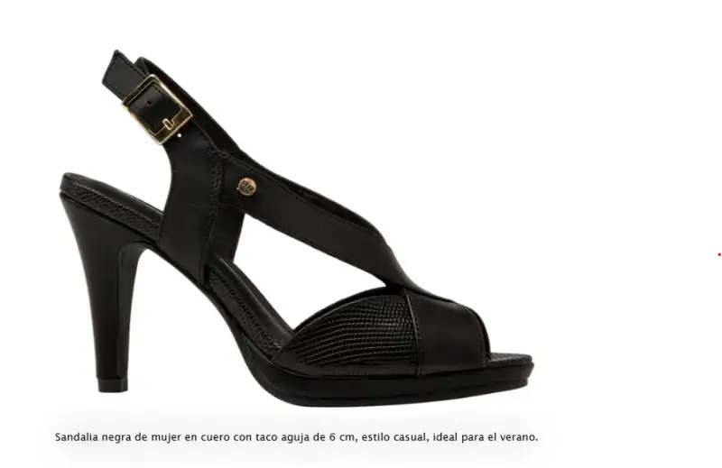 Sandalia de Cuero Negra para Mujer con Taco - 2
