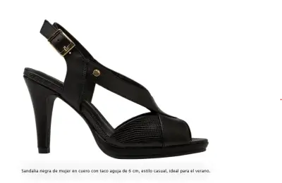 Sandalia de Cuero Negra para Mujer con Taco - miniatura 2