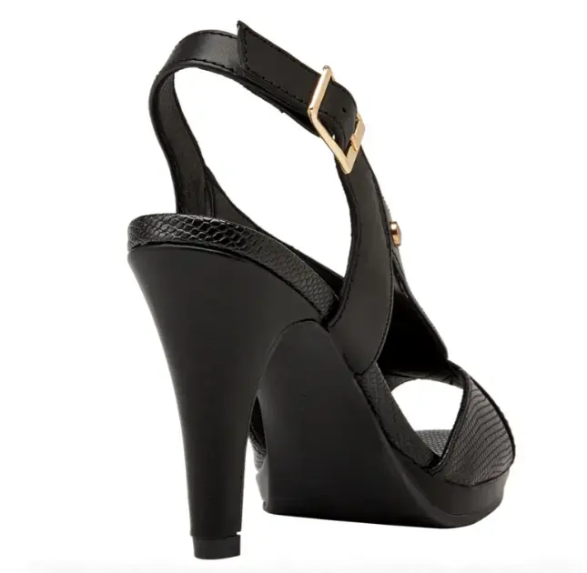 Sandalia de Cuero Negra para Mujer con Taco - 3