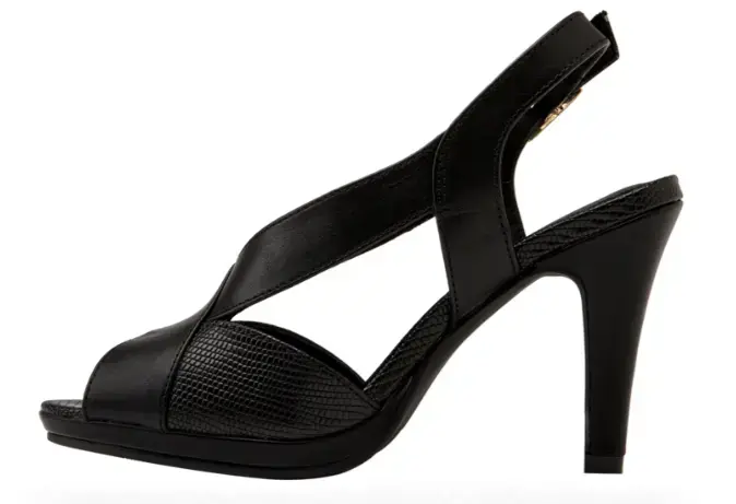 Sandalia de Cuero Negra para Mujer con Taco - 4