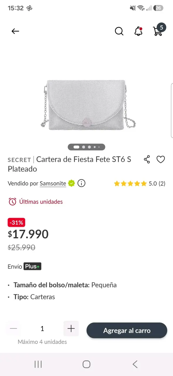 Cartera de mano plateada con brillantes - 2