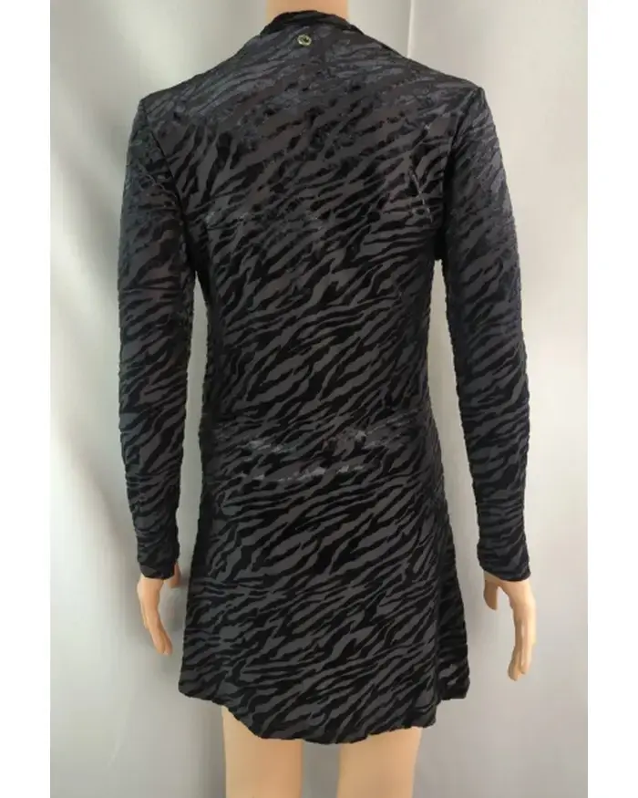 Vestido corto negro con estampado animal print IO - 2