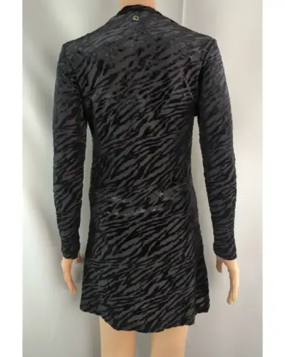 Vestido corto negro con estampado animal print IO - miniatura 2