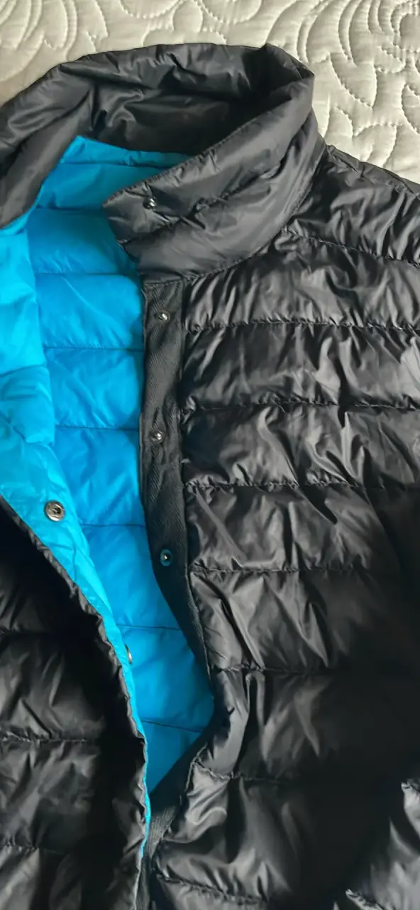 Chaqueta acolchada negra con interior azul - 2