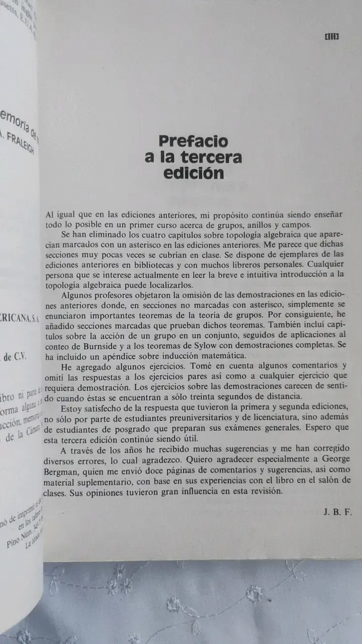Libro Álgebra Abstracta de John B. Fraleigh - 4