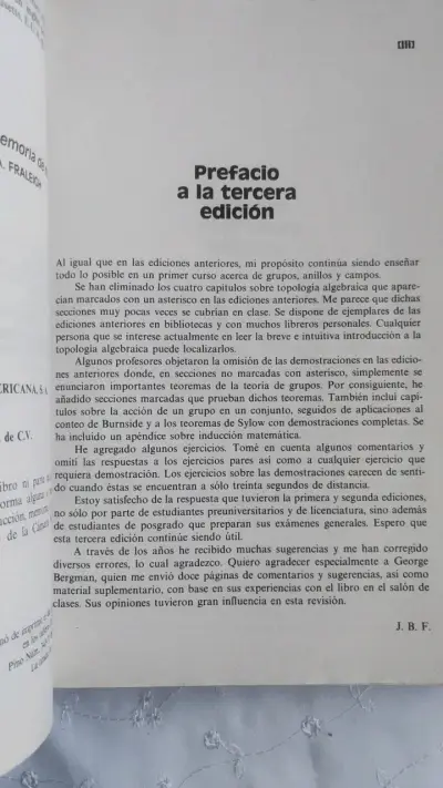Libro Álgebra Abstracta de John B. Fraleigh - miniatura 4