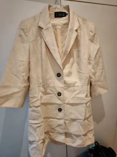 Abrigo beige de lino para mujer Liolà - miniatura 3