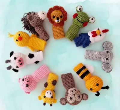 Títeres de dedo tejidos a crochet para niños - miniatura 1