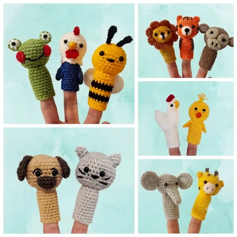Títeres de dedo tejidos a crochet para niños - 2