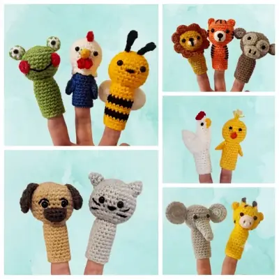 Títeres de dedo tejidos a crochet para niños - miniatura 2