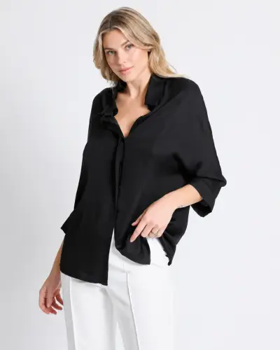 Blusa Satinada Negra Liola, talla S - miniatura 2