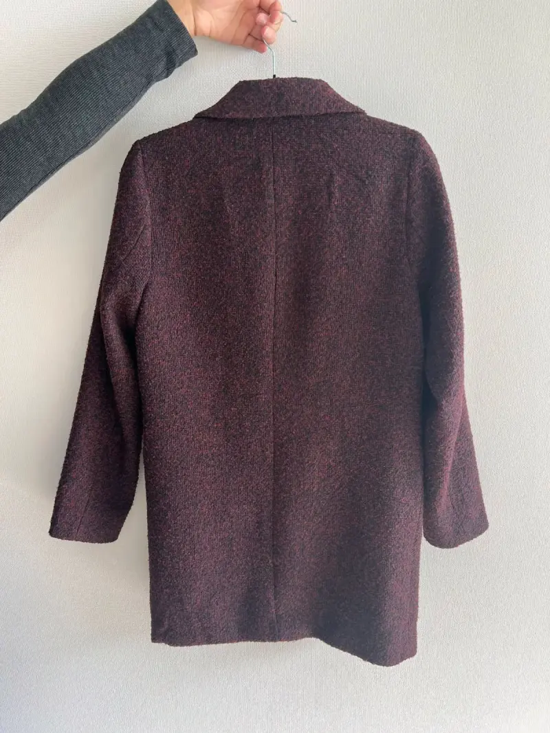Abrigo de lana burdeos para mujer talla 36 - 2