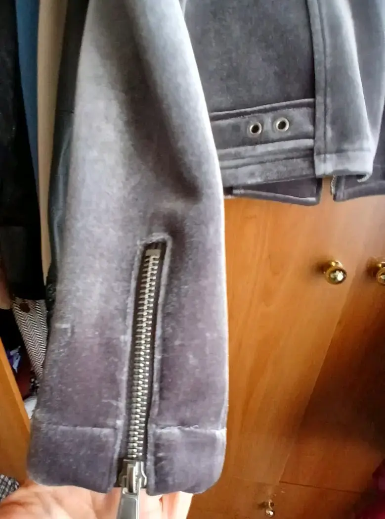 Chaqueta aterciopelada gris para mujer - 5