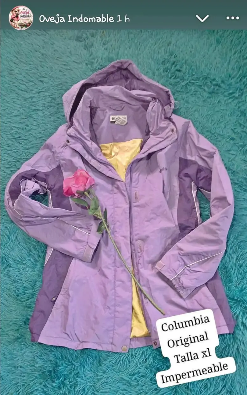 Chaqueta impermeable Columbia morada talla XL Orig