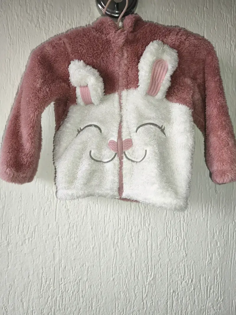 Chaqueta de peluche para niña con diseño de conejo - 1