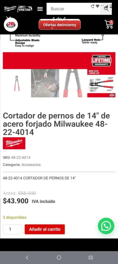 Cortador de Pernos Milwaukee 14 pulgadas - miniatura 4