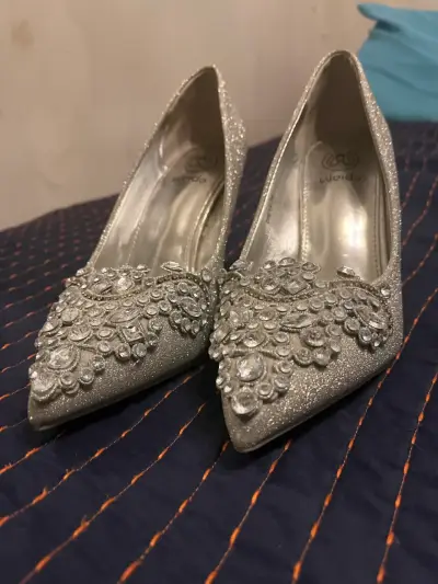 Zapatos de tacón alto plateados con brillo Weide - miniatura 5