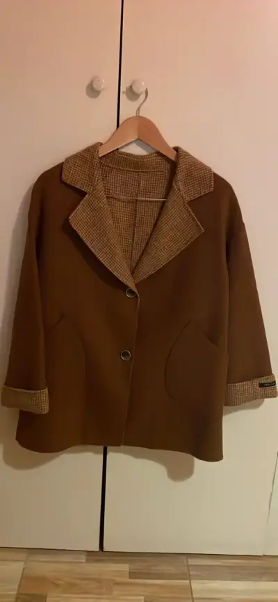 Blazer marrón con detalles a cuadros - miniatura 2
