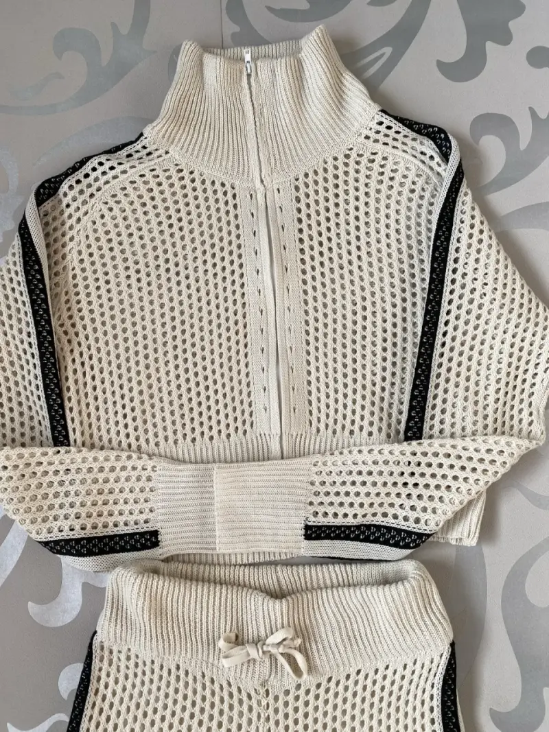 Conjunto de punto calado blanco y negro - 2