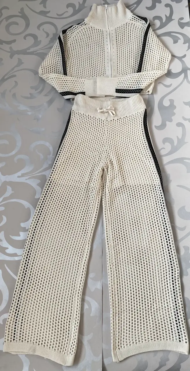 Conjunto de punto calado blanco y negro - 3