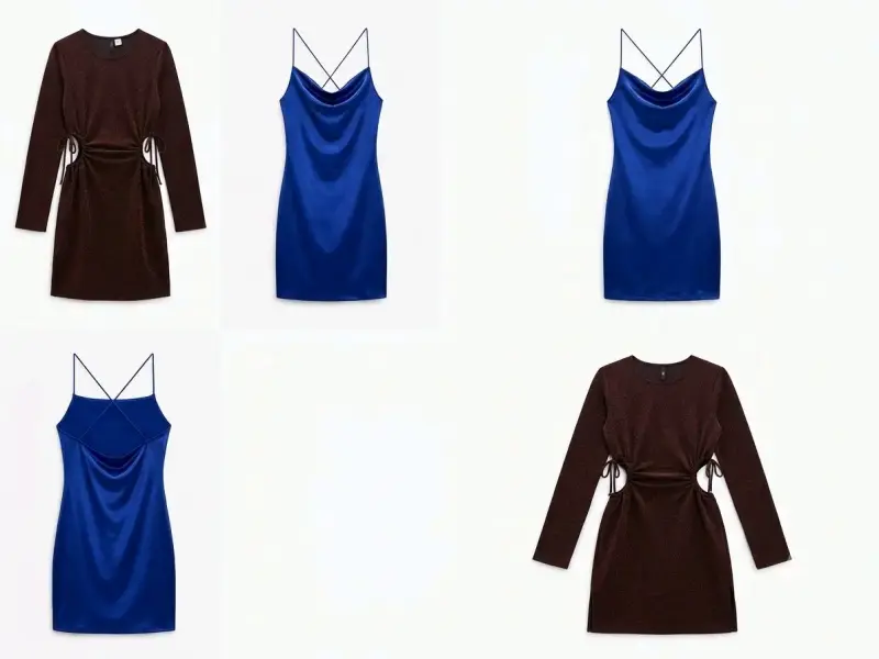 Vestidos cortos elegantes azul y negro