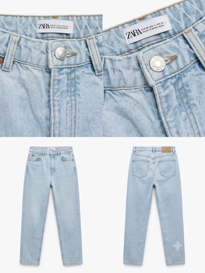 Jeans de mezclilla azul claro Zara para mujer