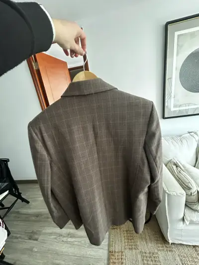 Blazer de mujer a cuadros marrón Mango - miniatura 2