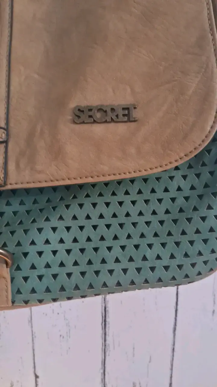 Bolso bandolera Secret beige y verde - 2