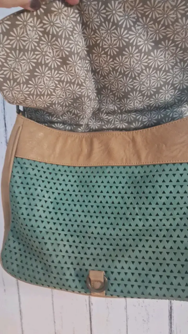 Bolso bandolera Secret beige y verde - 3