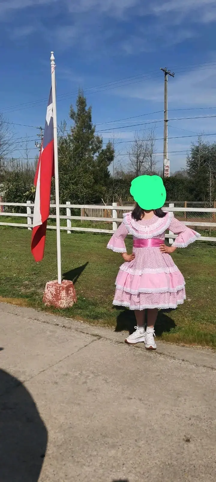 Vestido de huasa niña rosado con encaje - 1