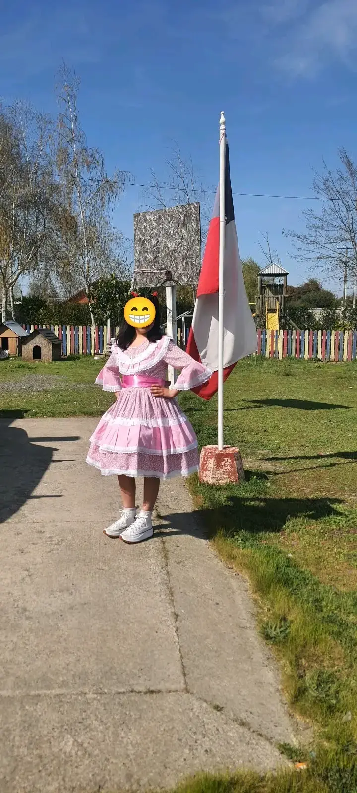 Vestido de huasa niña rosado con encaje - 2