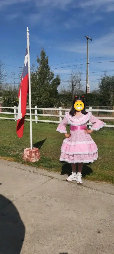 Vestido de huasa niña rosado con encaje - miniatura 4