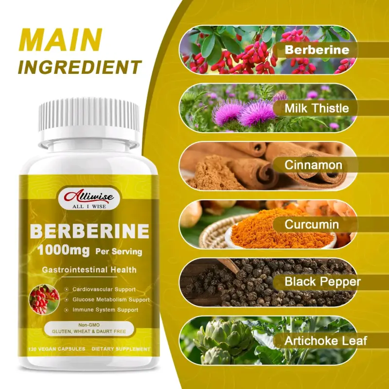 Suplemento Berberina 1000mg para Salud Gastrointestinal - 2