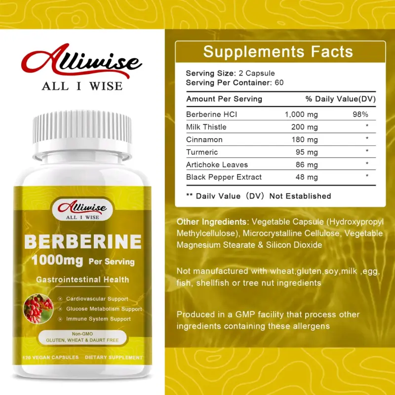 Suplemento Berberina 1000mg para Salud Gastrointestinal - 6